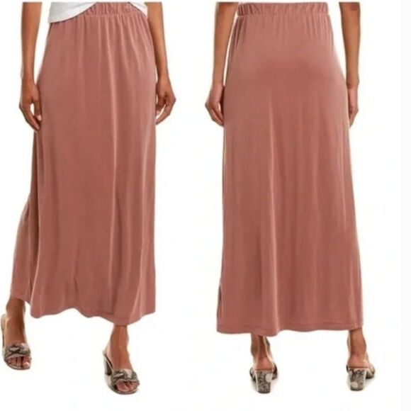 Club Monaco Soft Sandwash Maxi Skirt with Elastic Waistband in Red Mauve size M - Picture 2 of 8